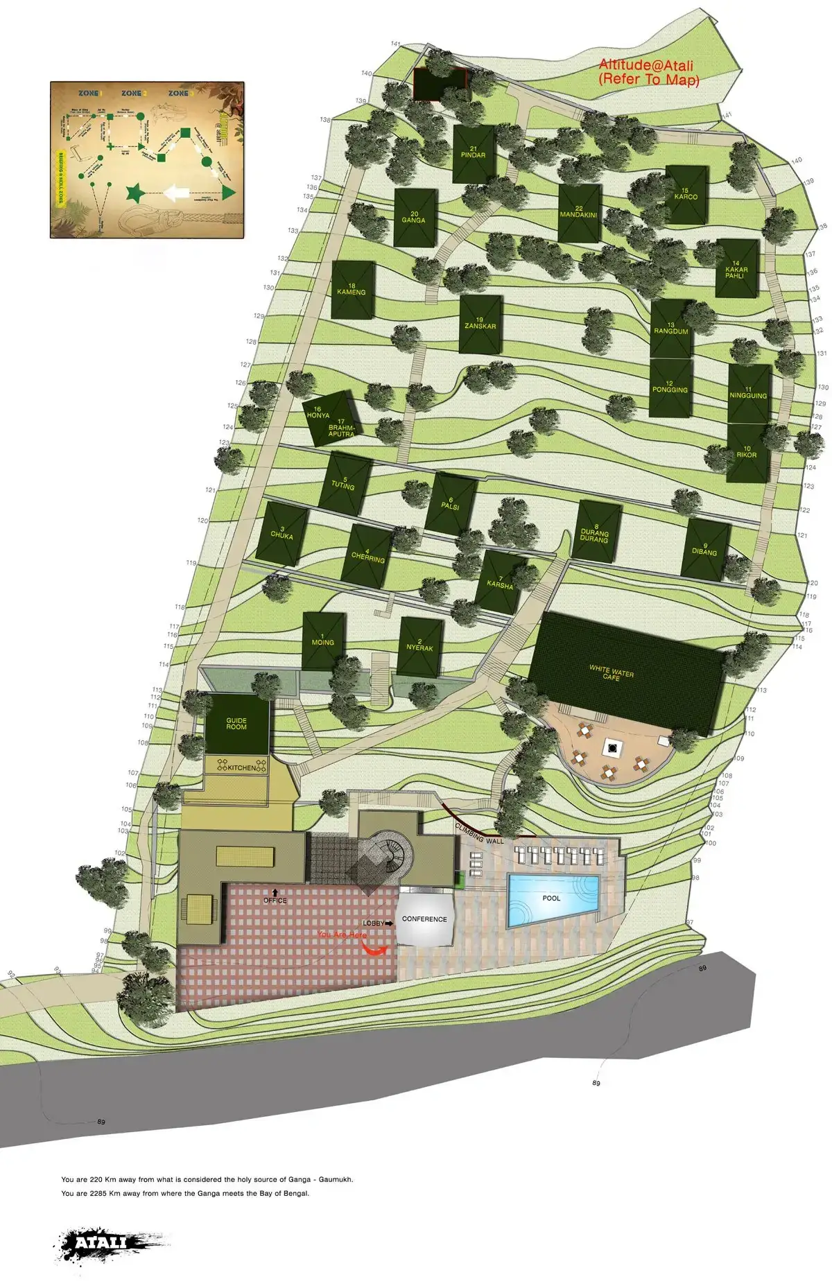 Atali Ganga estate map for group stays and group events