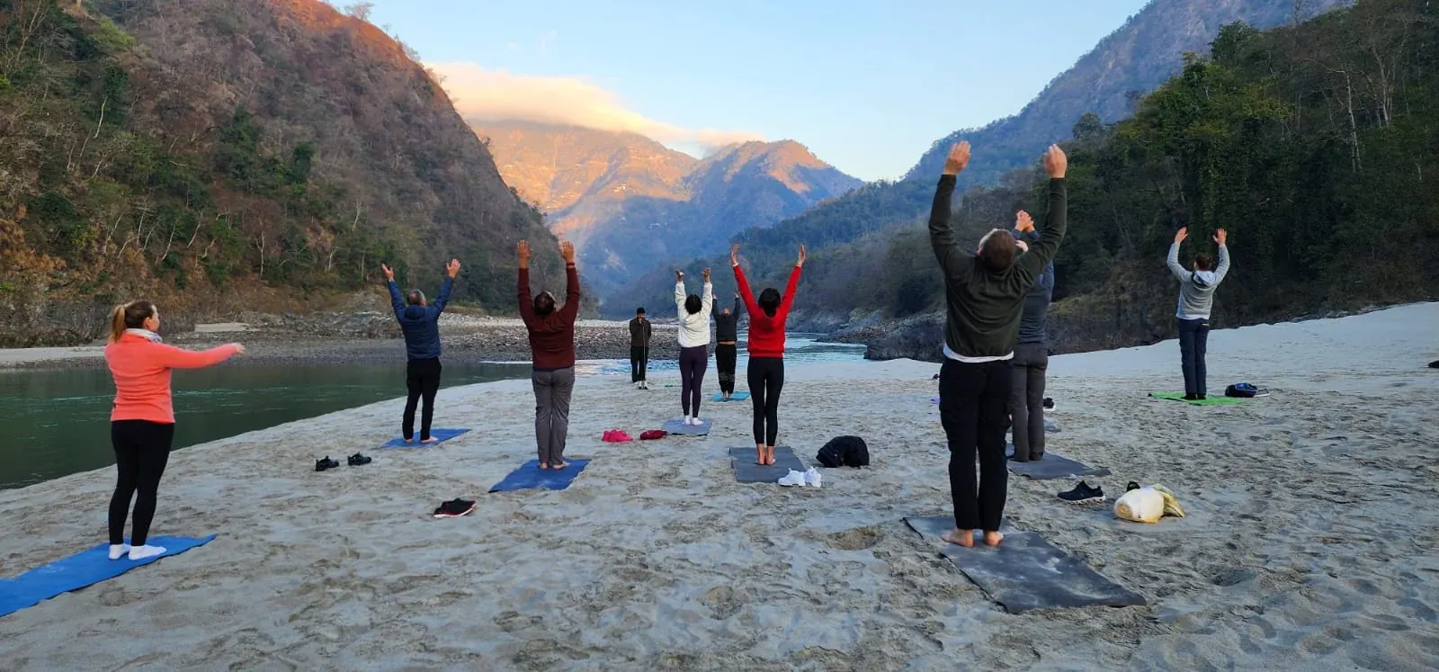 Yoga session during a corporate retreat at Atali Ganga