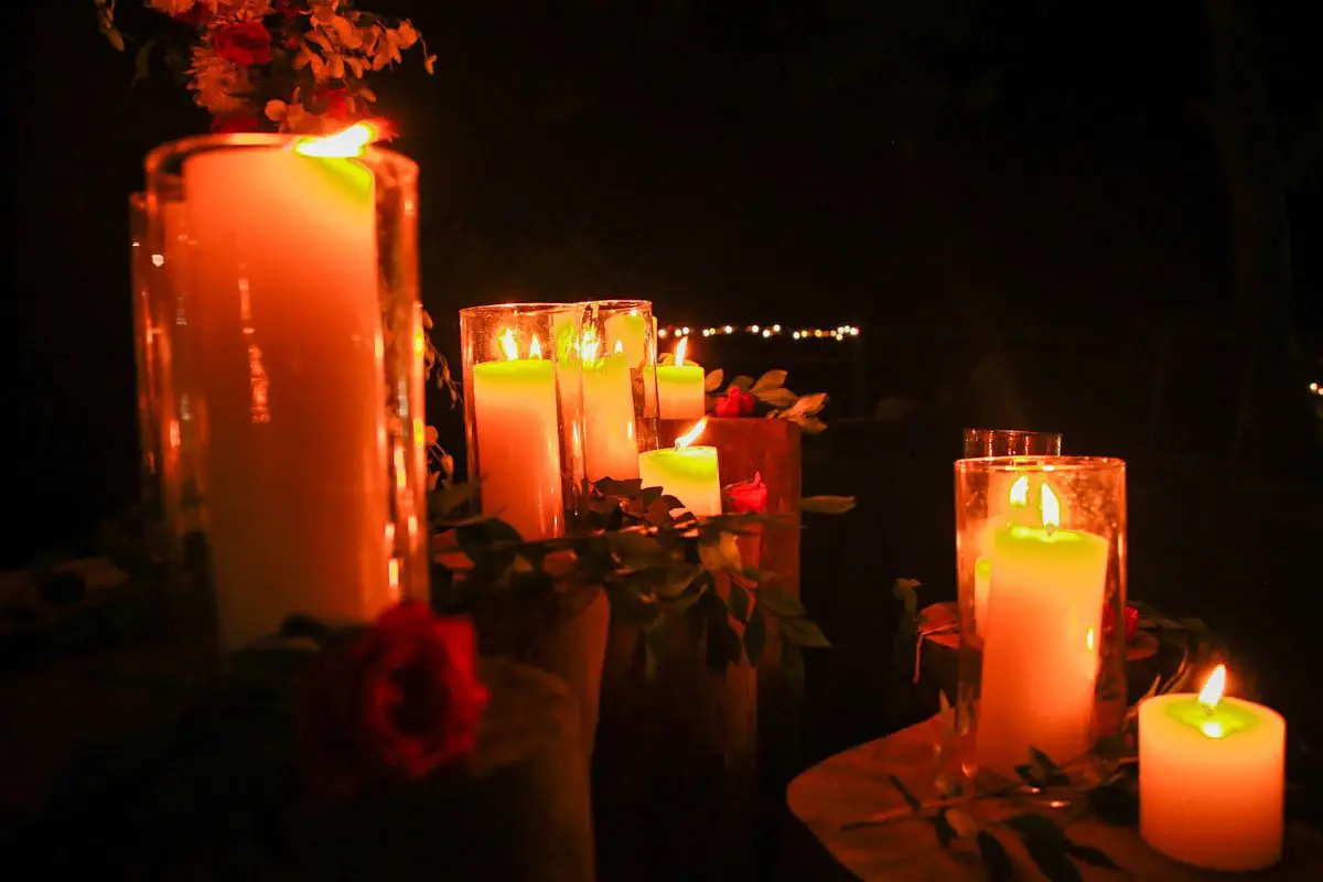 Romantic candlelit wedding setup