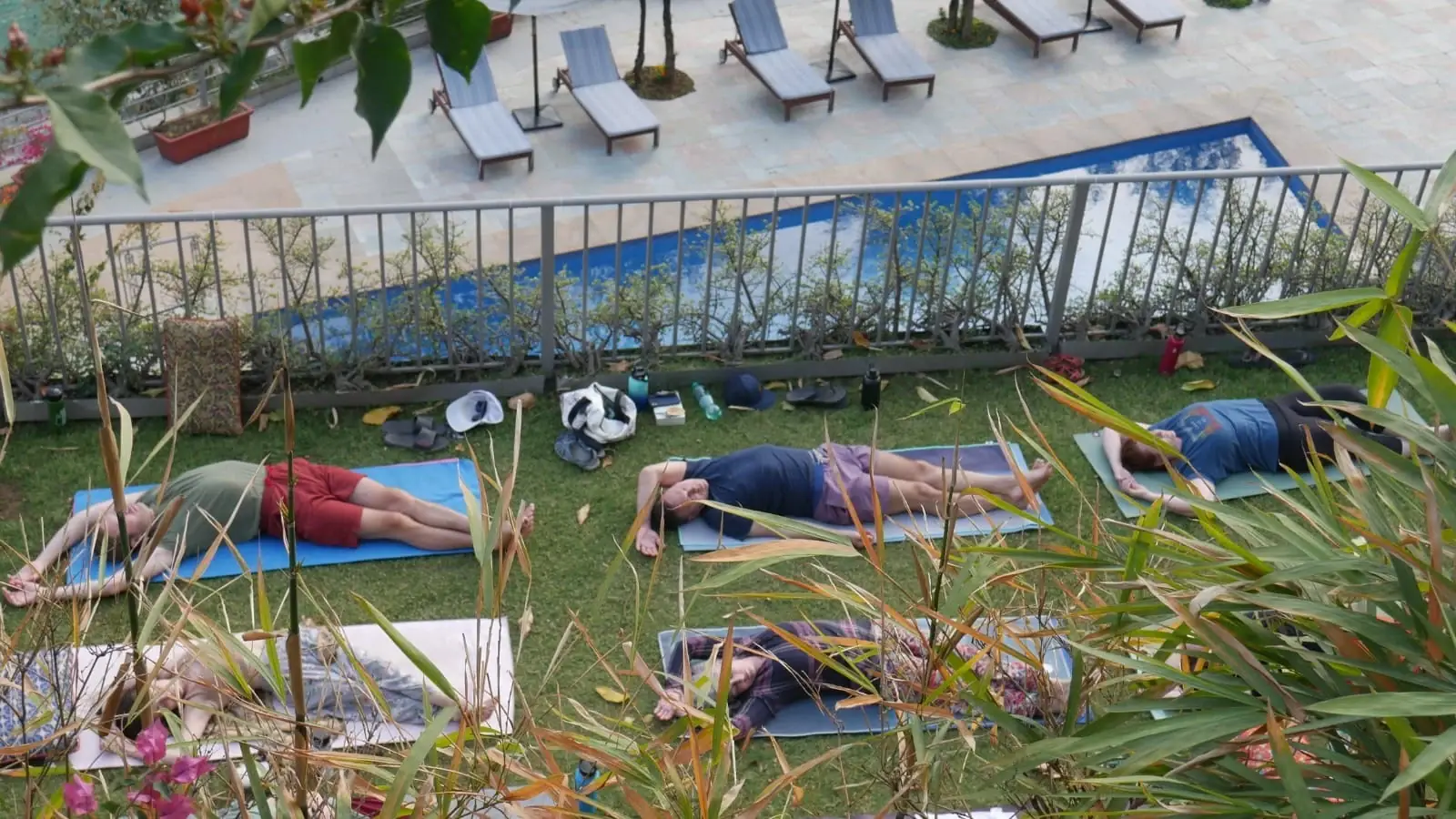 Group yoga session at Atali Ganga